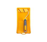 Hardy Working Tools - Kit mini rodillo de pintura: funda de 10 cm, Ø15 mm poliéster Hardstar, pelo de 9 mm con mango y bandeja de pintura - mango cómodo bimaterial - mini rodillo para paredes y techos