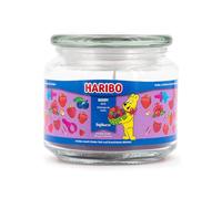 Haribo Berry Mix - Vela aromática en vaso con tapa (300 g), aroma afrutado, larga duración de combustión hasta 60 h, velas rojas, idea de regalo para mujeres, cumpleaños
