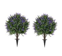Harilla 2 Piezas Topiario 60 Cm con Tronco Marrón sin Mantenimiento Topiario Esférico Artificial Estable Planta corativa Sintética para Jardín, Lavanda 2PC