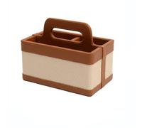 Harilla Organizador de Cosméticos para Mujer Caja Contenedor Cesto Bandeja con Compartimentos Abiertos Asa Integrada Portátil Exterior Tejido y Ribete Cosido, 咖色, Moderno Y Sencillo