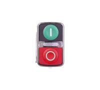 Schneider Electric Pulsador XB4BW73731B5 22 mm, 2 accionadores, luz blanca 24V, IP66, verde/rojo
