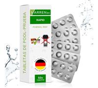 harren24 Pastillas de prueba (Rapid) DPD 1 Cloro, DPD4 Oxígeno Activo, Alcalinidad M, CYA, Rojo Fenol Valor en pH Comprobador de agua de piscina 50, 100, 250, 500x (Rojo Fenol / 50 Pastillas)