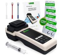 harren24 PoolLAB 2.0 Special Edition - Comprobador de agua electrónico (fotómetro) para piscina, Bluetooth, incluye 70 + 100 pastillas de prueba, mezcla de relleno cloro pH Phenol rojo ácido cianúrico