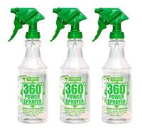 HARRIS Botellas pulverizadoras profesionales de boca ancha de 32 onzas (paquete de 3), multiusos con acabado transparente, pulverizador a presión, boquilla ajustable y medidas