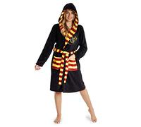 HARRY POTTER Albornoz Mujer y Hombre, Bata Invierno de Forro Polar, Batas de Casa con Capucha, Merchandising Oficial Regalos para Hombre y Mujer Talla S-XL (Negro, L)