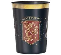 Harry Potter Hogwarts United - Vaso de plástico metálico para fiesta, 16 onzas, negro, 1 unidad.