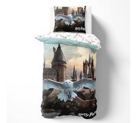 Harry Potter - Juego de cama de algodón de 135 x 200 cm para niñas y niños, ropa de cama infantil Hogwarts, 1 funda de almohada de 80 x 80 cm + funda nórdica de 135 x 200 cm, diseño de búho Hedwig