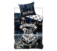 Harry Potter Juego de cama reversible Hogwarts Glow in The Dark, 2 piezas, 135 x 200 cm, 80 x 80 cm, 100% algodón