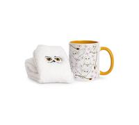 Harry Potter Set de Taza y Calcetines para Mujeres | Adultos Calcetines de Media Pantorrilla con Gráfico de Hedwig la Lechuza y Taza de Cerámica en Gris | Taza para Bebidas Calientes