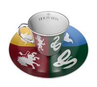 Harry Potter Set Tazza e Piattino a Specchio con Simboli delle Casate Gbeye