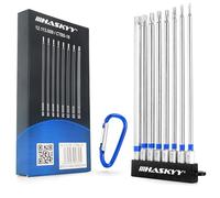 HASKYY 8 Puntas Torx Largas 150 mm T8-T40 - Magnéticas, Acero S2, 1/4" | 8 medidas: T8, T10, T15, T20, T25, T27, T30 y T40; vástago hexagonal 1/4", para atornillador y taladro