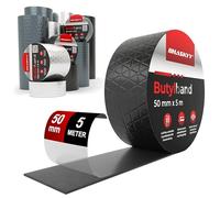 HASKYY Cinta adhesiva impermeable de butilo,5cmx5m,color negro,de alta calidad, autoadhesiva,con lámina de aluminio,resistente al envejecimiento,resistente a la corrosión,resistente a los rayos UV