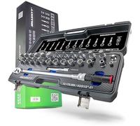 HASKYY - Juego de llaves dinamométricas 1/2" 50-350 Nm para automóvil con mucho accesorio como barra de extensión, puntas, insertos de tuercas, adaptadores