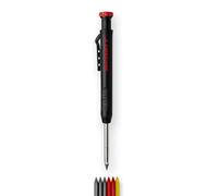HASKYY Marcador de Profundidad Set con Minas y Sacapuntas - Lápiz de Carpintero para Madera, Metal, Piedra, Azulejos y Plástico - Portaminas para Profesionales, Obra y Agujeros Profundos