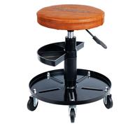 HASKYY: Taburete de trabajo, taburete para taller, taburete con ruedas, altura del asiento: 300 mm, taburete de trabajo, color marrón