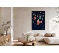 HASLEFND Azul marino intenso Bola navideña colgante con luz de estrellas Sin Marco Cuadros Decoracion Salon,Diseño minimalista Dormitorio Comedor Decoración de Pared 50 x 70 cm