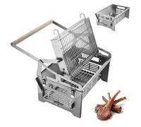 HASORVLUK Barbacoa de Carbón con Parrilla Basculante para Camping y Jardín, Cuerpo INOX 304 y Bolsa de Transporte