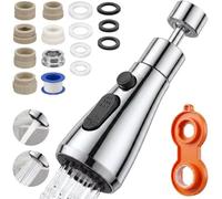 HATANSE Aireador de Grifo para Cocina, 360° Giratorio, Atomizador con 2 Modos de Pulverización, Adaptador para Grifo de Cocina y Baño, Incluye 7 Adaptadores Machos Roscados 20 mm 22 mm 24 mm