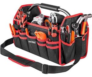 Hatriel Bolsa de herramienta impermeable vacía, plegable grande, caja de herramienta con correa de hombro ajustable y asa de transporte, para uso doméstico, electricista