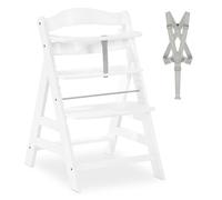 hauck Alpha Plus Trona Evolutiva Madera de Haya Certificada FSC® | Sillas Tronas para Bebé desde 6 Meses hasta 90 kg - Incluye Arnés de 5 Puntos y Barra Protectora - Blanco