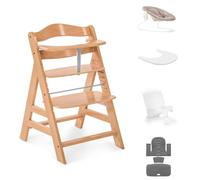 hauck Alph Economy Bundle, haya natural, trona de madera desde el nacimiento hasta los 99 años, trona Grow Along con hamaca para recién nacido, reductor de asiento de bebé, almohadilla de asiento y