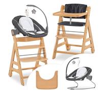 hauck Alpha Move Newborn Deluxe Set de Trona Evolutiva Bebé - Tronas de Madera con Hamaca para Recién Nacido - Móvil - Cojín y Bandeja - Silla Alta Niños Regulable - Natural