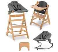 hauck Alpha Move Newborn Set de Trona Bebe Evolutiva con Nueva Hamaca Premium, Tronas de Bebe desde el Nacimiento con Ruedas, Hamaca Bebe, Bandeja y Cojín - Natural/Gris oscuro