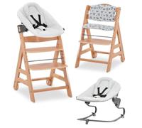 hauck Alpha Plus Move Newborn Set de Trona Bebe Evolutiva con Nueva Hamaca Premium, Tronas de Bebe desde el Nacimiento con Ruedas, Hamaca Bebe, Bandeja y Cojín - Natural/Gris claro