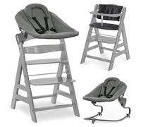 hauck Alpha Plus Premium Set de Trona Evolutiva Bebé con Hamaca Reclinable para Recién Nacidos y Cojín Acolchado de 2 Piezas | Sillas Tronas Madera con Arnés de 5 Puntos