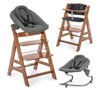 hauck Alpha Plus Premium Set de Trona Evolutiva Bebé con Hamaca Reclinable para Recién Nacidos y Cojín Acolchado de 2 Piezas | Sillas Tronas Madera con Arnés de 5 Puntos