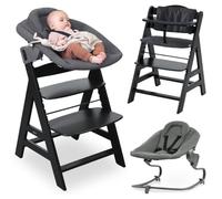 hauck Alpha Plus Premium Set de Trona Evolutiva Bebe con Hamaca Reclinable para Recién Nacidos y Cojín Acolchado de 2 Piezas - Sillas Tronas Madera con Arnés de 5 Puntos