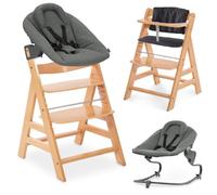 hauck Alpha Plus Premium Set de Trona Evolutiva Bebé con Hamaca Reclinable para Recién Nacidos y Cojín Acolchado de 2 Piezas | Sillas Tronas Madera con Arnés de 5 Puntos