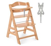 hauck Alpha Plus Trona Evolutiva Madera de Haya Certificada FSC® | Sillas Tronas para Bebé desde 6 Meses hasta 90 kg - Incluye Arnés de 5 Puntos y Barra Protectora - Natural