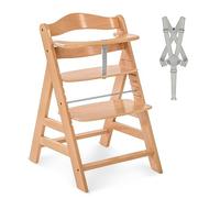 hauck Alpha Plus Trona Evolutiva Madera de Haya Certificada FSC® | Sillas Tronas para Bebé desde 6 Meses hasta 90 kg - Incluye Arnés de 5 Puntos y Barra Protectora - Natural