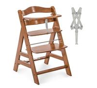 hauck Alpha Plus Trona Evolutiva Madera de Haya Certificada FSC® | Sillas Tronas para Bebé desde 6 Meses hasta 90 kg - Incluye Arnés de 5 Puntos y Barra Protectora - Nogal