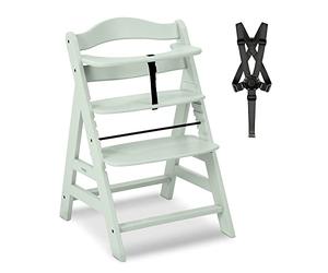 hauck Alpha Plus Trona Evolutiva Madera de Haya Certificada FSC® | Sillas Tronas para Bebé desde 6 Meses hasta 90 kg - Incluye Arnés de 5 Puntos y Barra Protectora - Menta
