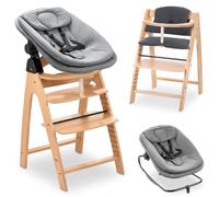 hauck Arketa Newborn Set de Trona de Madera de Haya Europea - Tronas Evolutivas Aptas desde el Nacimiento del Bebé con Accesorios - Hamaca para Recién Nacido y Cojín Incluido - Haya