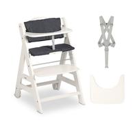 Hauck Trona evolutiva Beta Plus Madera (FSC) con cojín, bandeja, arnés y ruedas Blanco