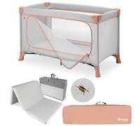 hauck Dream N Play Set Cuna de Viaje Bebe con Colchon y Mosquitera | Parque Infantil Plegable Bolsa | Dusty Cork