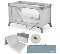 hauck Dream N Play Set Cuna de Viaje Bebe con Colchon y Mosquitera | Parque Infantil Plegable Bolsa | Dusty Blue