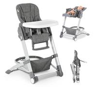hauck Grow Up Tronas de Bebe Plegables Aptas desde el Nacimiento - Silla Alta con Función Acostada - Bandeja - Ruedas - Altura Regulable - Evolutiva - Portátil - Gris