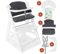 hauck Set de Silla de Madera para Niños Alpha Plus, Bandeja de Juego Play Tray, Juguete Motricidad Fina y Cojín de 2 Piezas, Tronas de Bebe Evolutiva desde 6 Meses - Blanco