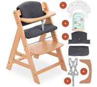 hauck Set de Silla de Madera para Niños Alpha Plus, Bandeja de Juego Play Tray, Juguete Motricidad Fina y Cojín de 2 Piezas, Tronas de Bebe Evolutiva desde 6 Meses - Natural