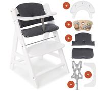hauck Set de Silla de Madera para Niños Alpha Plus, Bandeja de Juego Play Tray, Juguete Motricidad Fina y Cojín de 2 Piezas, Tronas de Bebe Evolutiva desde 6 Meses - Blanco