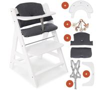 hauck Set de Silla de Madera para Niños Alpha Plus, Bandeja de Juego Play Tray, Juguete para la Trona y Cojín de 2 Piezas, Tronas de Bebe Evolutiva desde 6 Meses - Blanco
