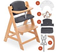 hauck Set de Silla de Madera para Niños Alpha Plus, Bandeja de Juego Play Tray, Juguete para la Trona y Cojín de 2 Piezas, Tronas de Bebe Evolutiva desde 6 Meses - Natural