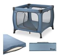 hauck Sleep N Play SQ Set de Cuna de Viaje y Parque Infantil Bebe - Cuna Gemelar con Colchón desde el Nacimiento, Corralito XL Plegable, Parques Infantiles Bolsa de Transporte Incluida - Azul