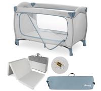 hauck t Sleep N Play Go Plus Set Cuna de Viaje Bebe con Colchon y Mosquitera | Parque Infantil Plegable con Bolsa | Dusty Blue