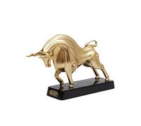 HAUCOZE Toro Estatua Escultura Animal Figura Regalo Moderna Adorno Decoración Interior Hogar Arte para Salón Comedor Oficina Resina Oro 31cm