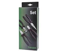 HAUPA Juego Alicates 2C Black-Line 4pz - Acero - Negro - Herramienta Profesional de Alta Precisión para Trabajos Eléctricos - Diseño Ergonómico con Empuñadura Antideslizante